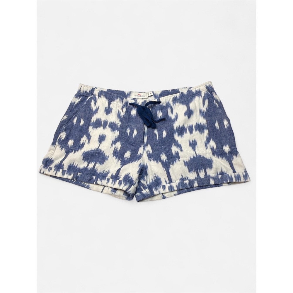 Vineyard Vines tie-dye Shorts Sz 10 Blue White Linen Blend Drawstring